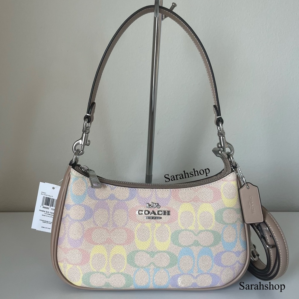 ✅Coach Teri Shoulder Bag In Rainbow Signature Canvas - Picture 2 of 13